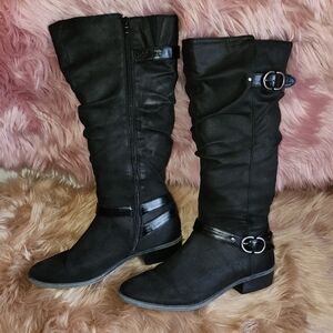 SONOMA boots black size 9.5 black Knee-High Leather fabric sued Boots with buckl